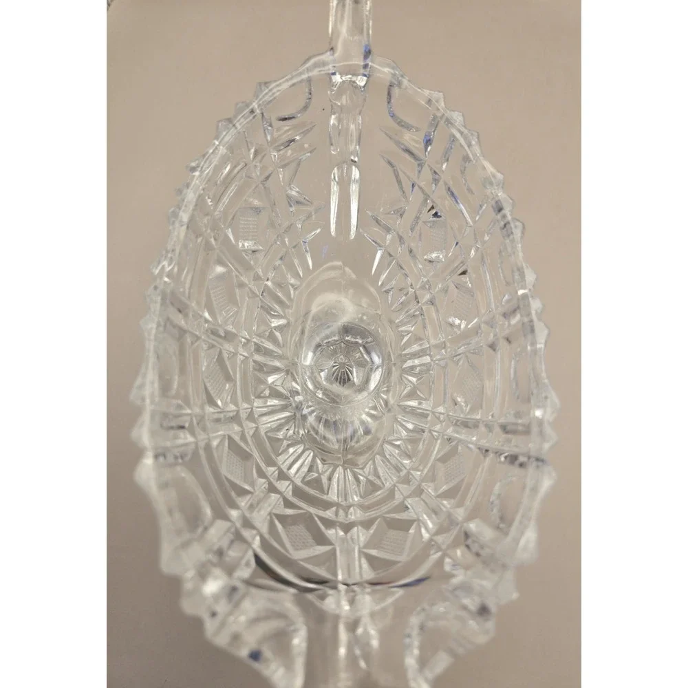 Crystal Gravy Boat Cut Glass Pedestal Pitcher With Handle‎